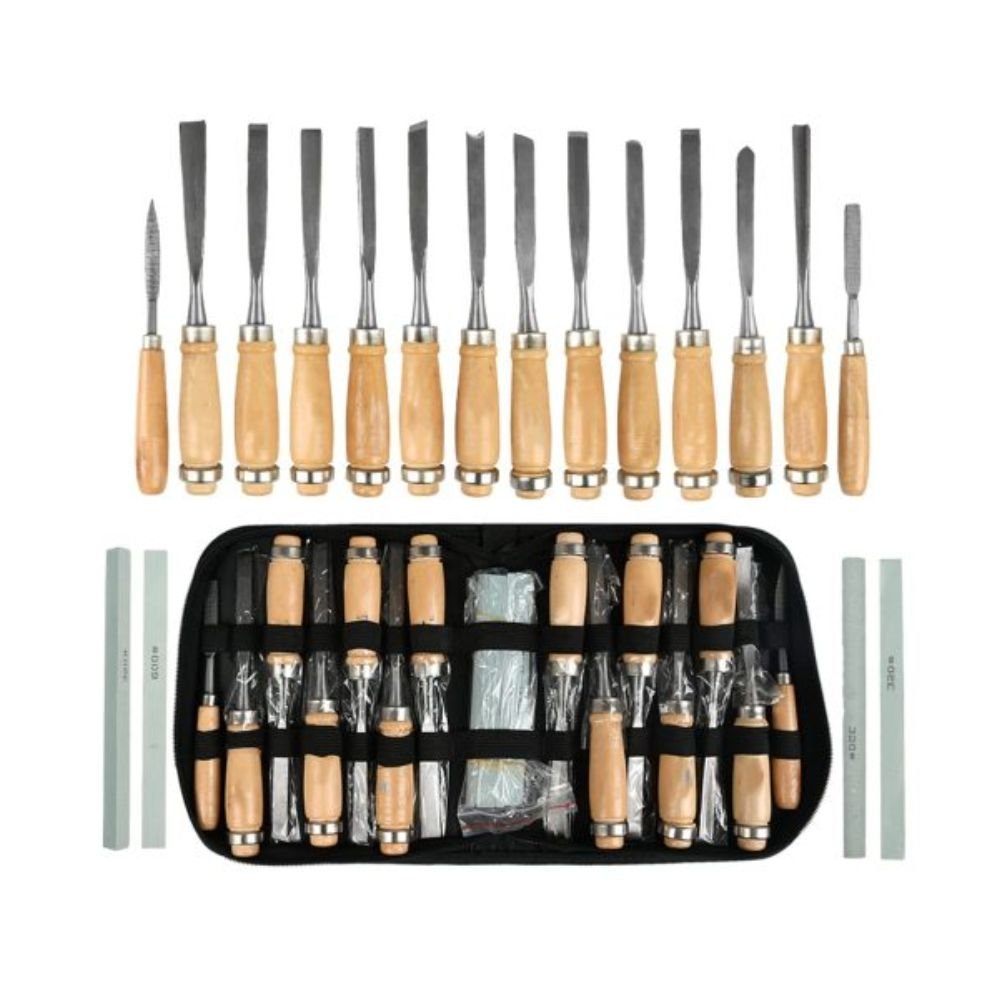 18Pcs Wood Carving Set - 14pcs Manganese Steel Carving Tools + 4pcs