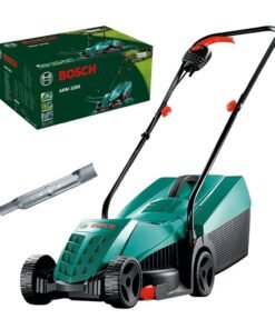 Bosch Home and Garden 06008A6071 Electric Lawnmower Arm 3200, 1200 W, Cutting Width 32 cm, with Additional Blade Included, in Carton Packaging, Black, Blue