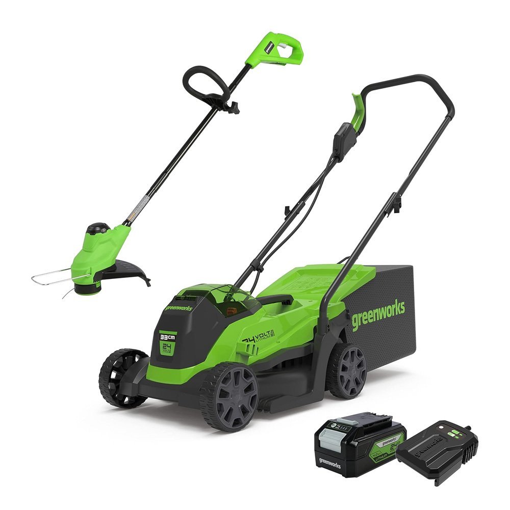 Greenworks Electric Lawn Mower & Cordless Grass Trimmer