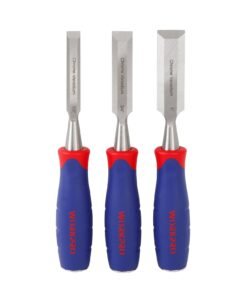 WORKPRO Wood Chisel Set, 3 Pieces Wood Carving Chisels 12 mm, 19 mm, 25 mm, Cr-V Bevel Edge Chisels with Steel Hammer End and Non-Slip Handle for Woodworking, Wood Carving and Sculpting