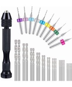36 Pieces Hand Drill Set, Including Pin Vise Hand Drill, Mini Drills, and Twist Drills for Craft Carving DIY (0.3-1.2 mm PCB Drill)