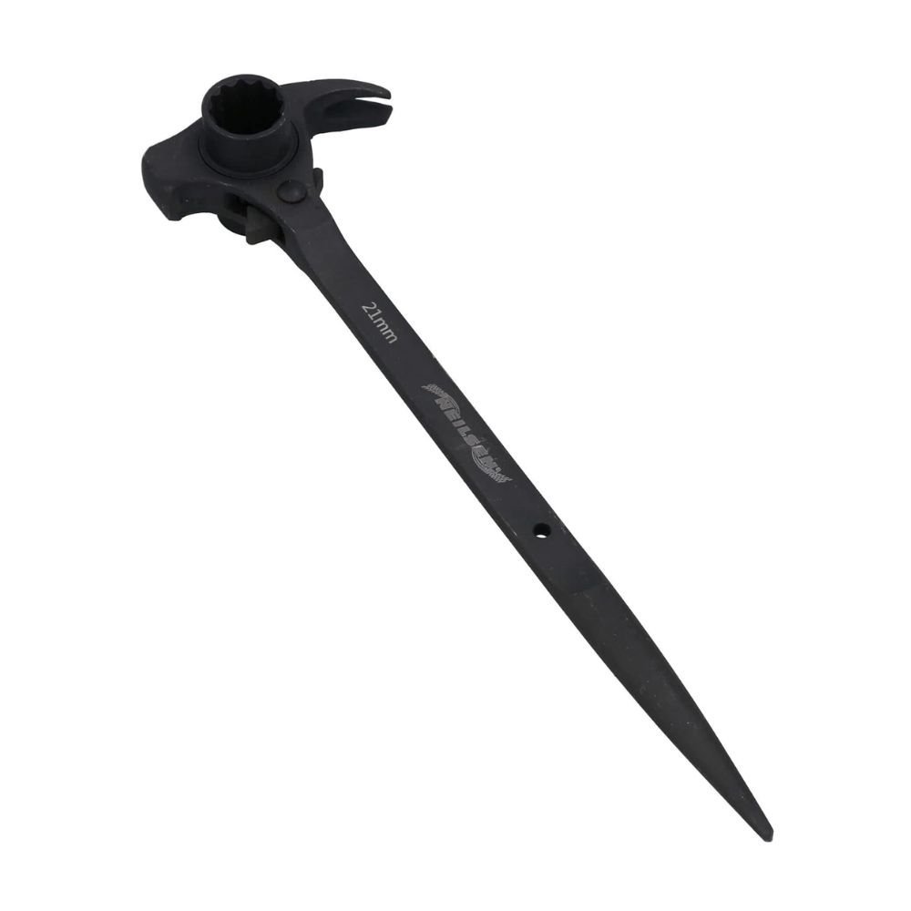 4-in-1 Scaffolding Steel Erect Spanner – 19 x 21 Pry Bar, Claw Hammer, and Podger End Tool