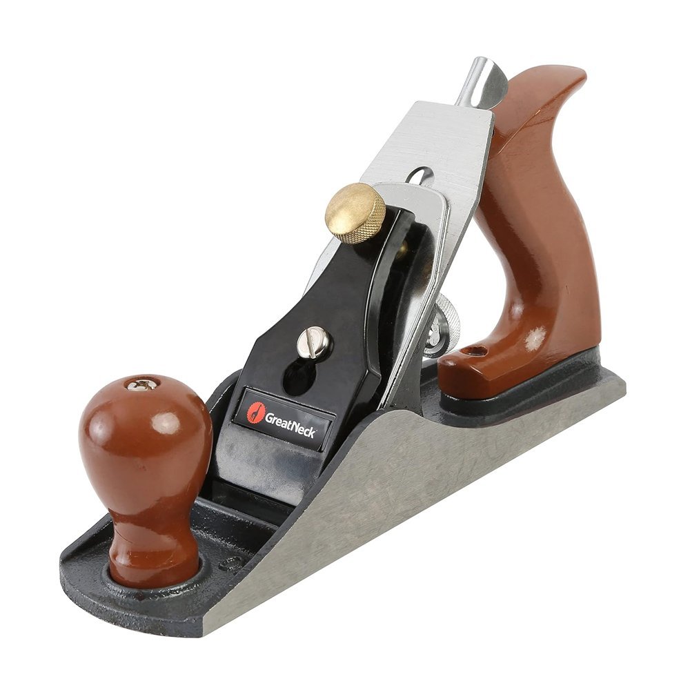 GreatNeck C4 Bench Jack Plane (9 Inch), 2 Inch Cutter, Adjustable Blade, Cast Iron Body, Quality Plastic Ergonomic Handles
