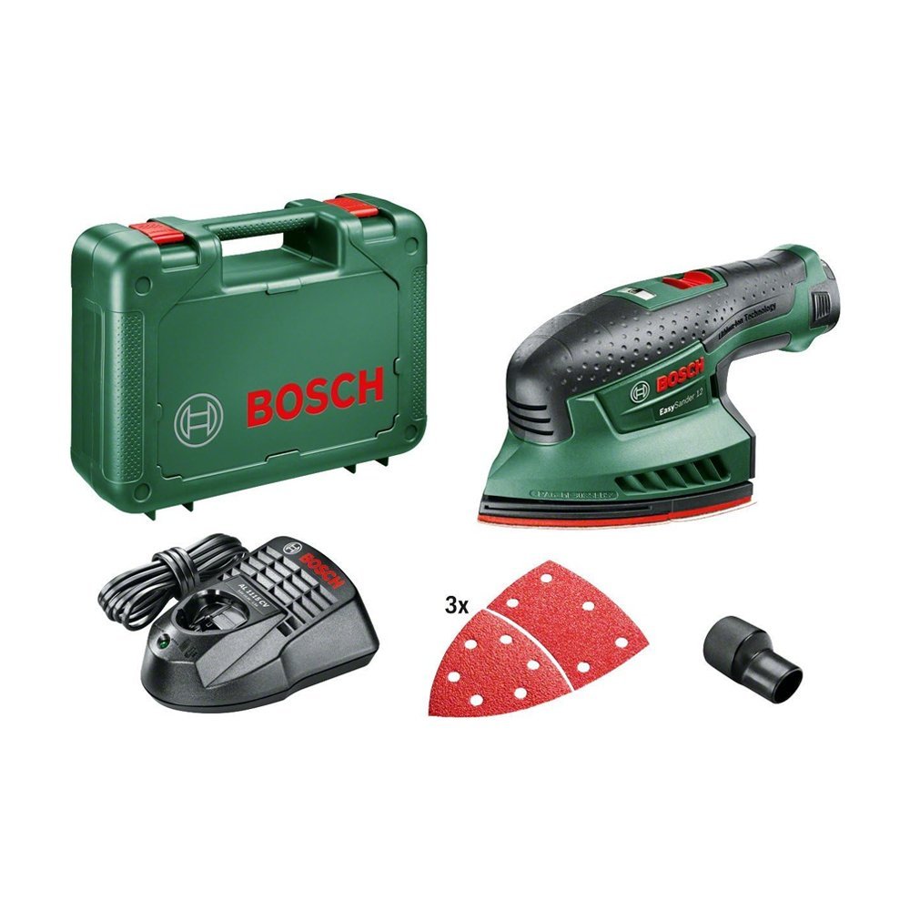 Bosch Home And Garden Cordless Multi-Sander EasySander 12 (1 Battery, 12 Volt System, 3x Sanding Plates, In Carrying Case)