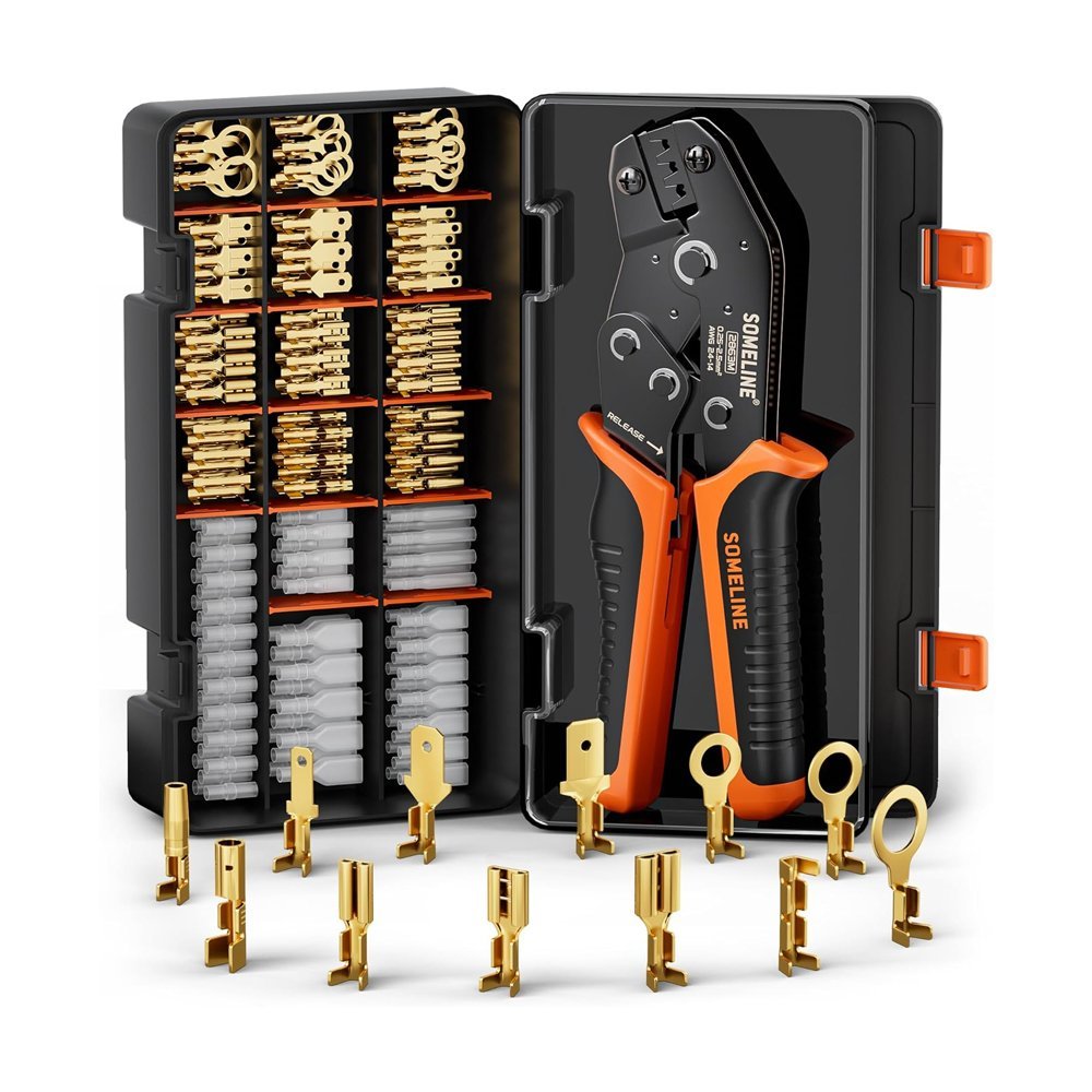 SOMELINE® Crimping Tool Set with 12 Sizes Wire Connector Set | Crimp Plier 0.25-2.5mm² (AWG 24-14)
