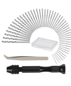 KAKOO 51 Pcs Pin Vise Hand Drill Set with Micro Twist Drill Bits for Drilling Tool DIY Model Making