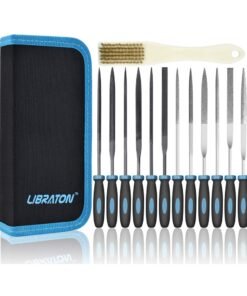Libraton Needle Files Set 13PCS with 6 Steel Files, 6 Diamond Files, Cleaning Brush & Carrying Case - Ideal for Wood and Metal Work, DIY Metal Filing
