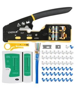 RJ45 Crimp Tool Kit Pass Through Crimper - Ethernet RJ45 Crimping Tool, Stripper, Cutter