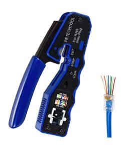 RJ45 Crimp Tool Pass Through Crimper Cutter for Cat6a Cat6 Cat5 Cat5e 8P8C Modular Connector Ethernet Crimper Tool