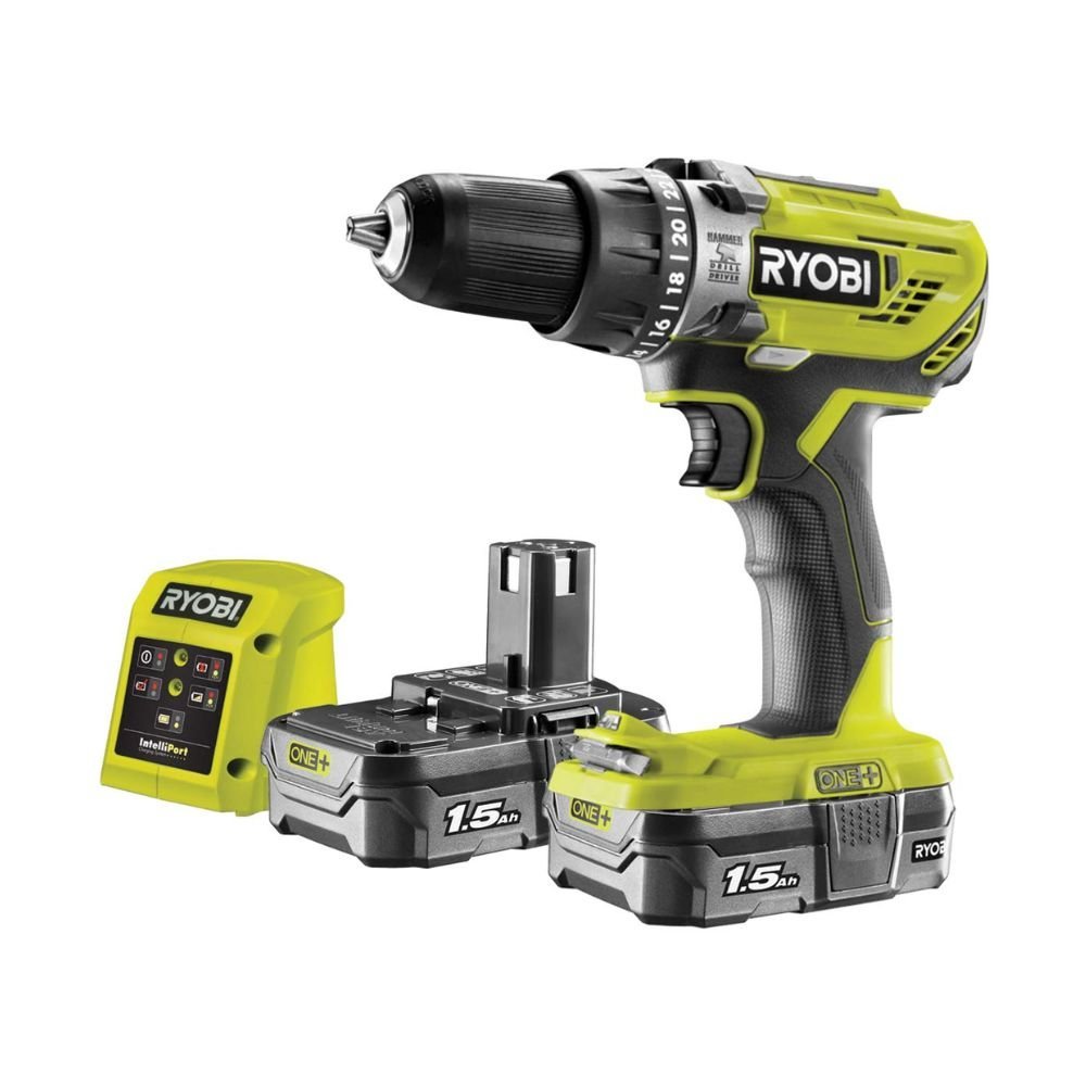 Ryobi R18PD3-215GZ 18V ONE+ Cordless Combi Drill Starter Kit