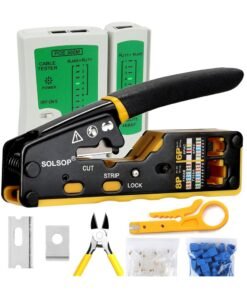 Solsop Pass Through RJ45 Crimp Tool Kit Ethernet Crimper for CAT5, CAT5e, CAT6