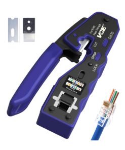 VCE GJ670BL RJ45 Crimp Tool | Pass Through Ethernet Crimping Tool for Cat5, Cat6, Cat7 End Pass-Thru Connector